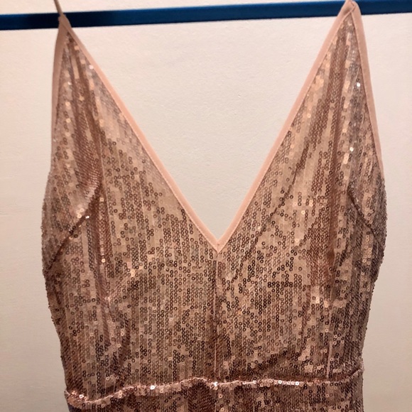 Asos rose gold sequin New Years culotte jumpsuit - Picture 3 of 5